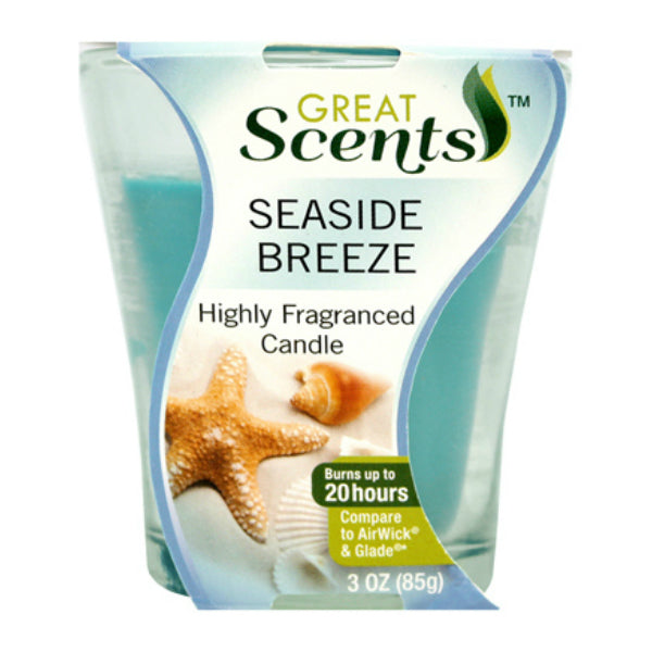 Great Scents™ 92910-4 Highly Fragranced Candle, 3 Oz, Seaside Breeze