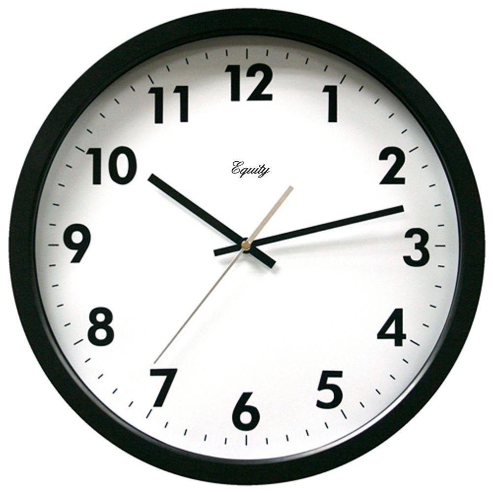 Equity® 25509 Commercial Analog Wall Clock with Black Case & White Dial, 14"