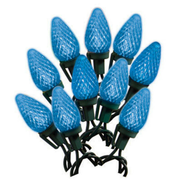 Holiday Wonderland 47658-88A Christmas C9 Faceted LED 25-Light Set, Blue, 17'