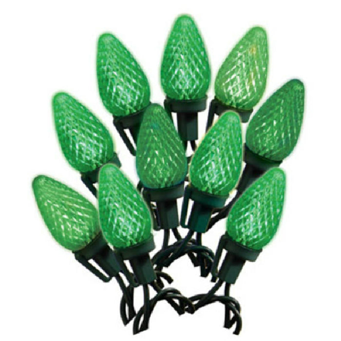 Holiday Wonderland 47661-88A Christmas C9 Faceted LED 25-Light Set, 17', Green