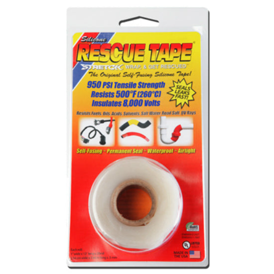 Rescue Tape RT1000201204USC Self-Fusing Silicone Tape, 1"x12', Clear, 0.30 Thick
