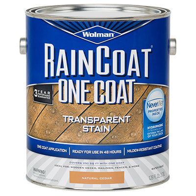 Wolman 288337 RainCoat One Coat Transparent Stain, 1-Gallon, Natural Cedar