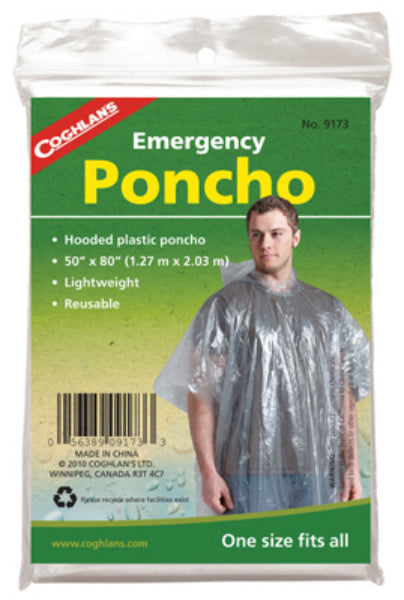 Coghlan's 9173 Lightweight Emergency Poncho, Clear