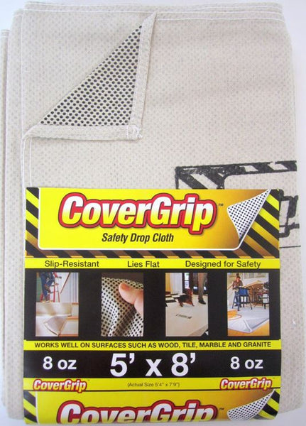 CoverGrip™ 005808 Slip-Resistant Safety Drop Cloth, 8 Oz, 5' x 8'