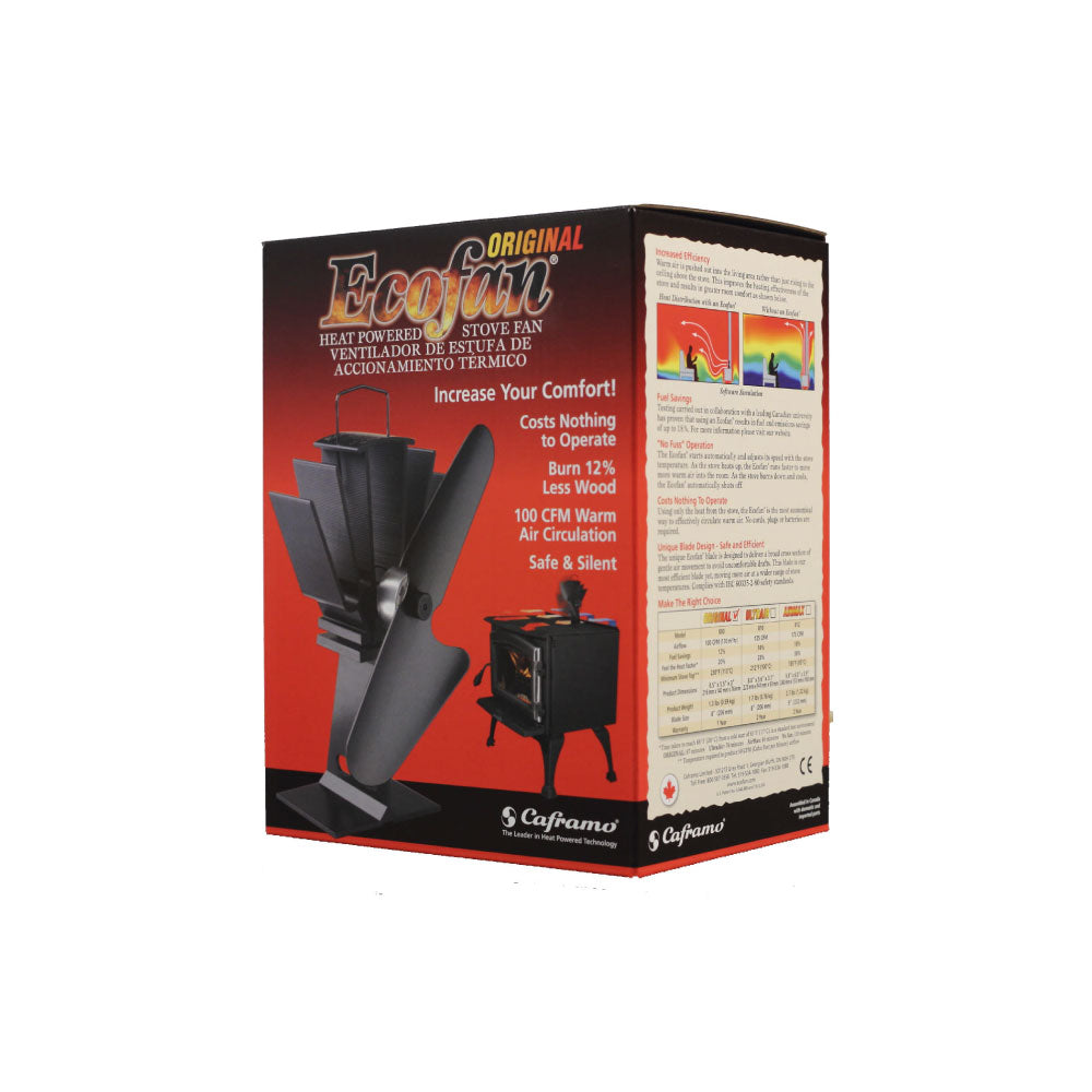 Caframo® 800CAXBX Ecofan® Original Heat Powered Stove Fan, Black, 100 CFM