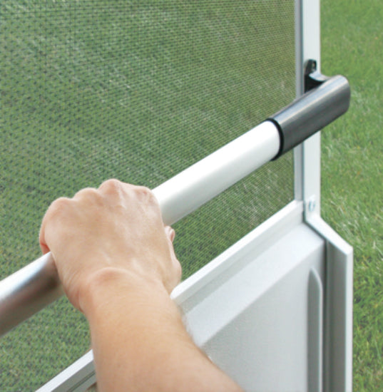 Camco 42183 RV Screen Door Cross Bar w/ Black Handles, Adjust from 20.25" - 28"