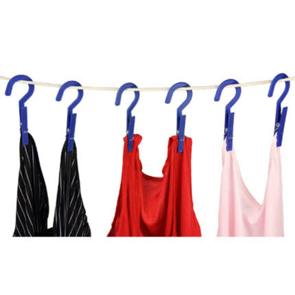 Household Essentials® 4716 Hang 'n Dry Plastic Clothespins, Blue, 6-Count