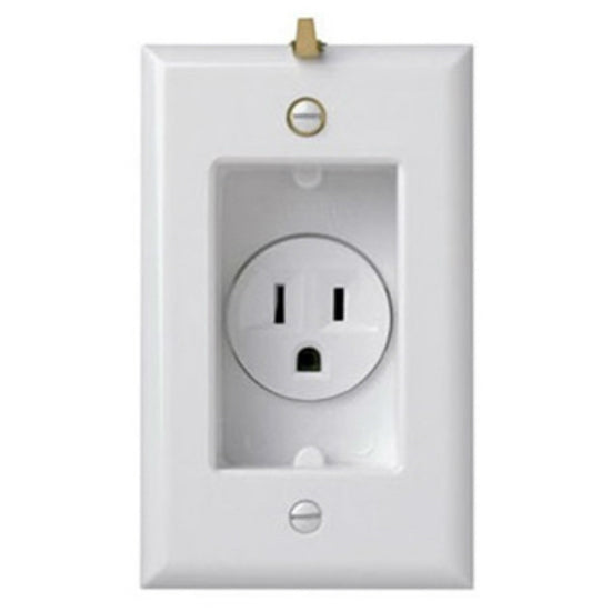 Pass & Seymour® S3713W Clock Hanger Receptacles w/ Smooth Wall Plate, 15A, 125V