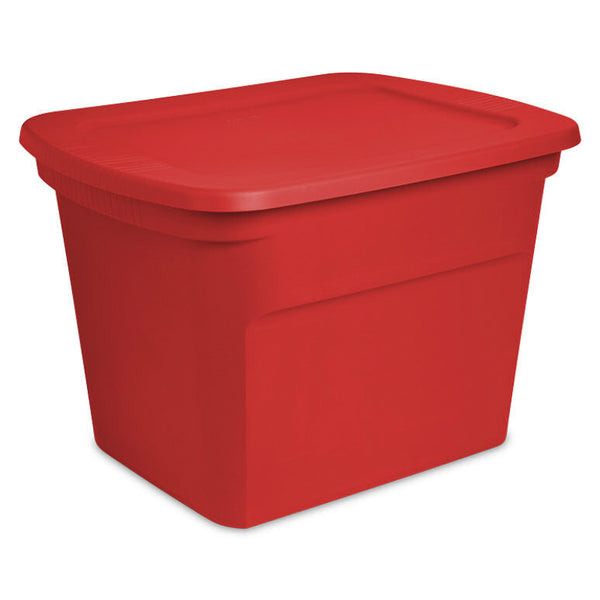 Sterilite 17316608 Holiday Storage Tote, 18 Gallon, Red