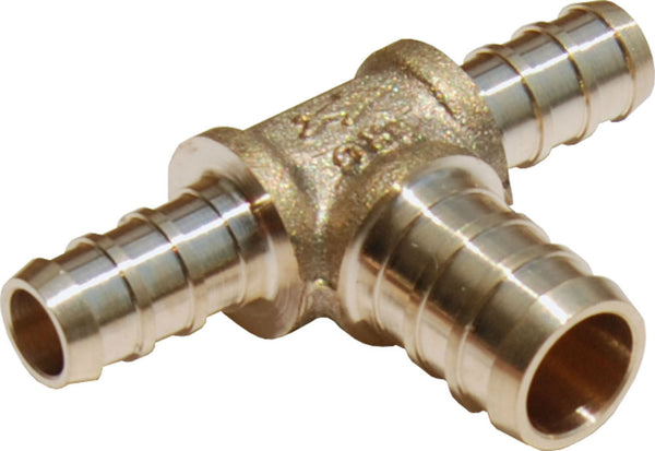 SharkBite® UC408LFA Lead Free Brass Barb PEX Bullnose Tee, 1/2" x 1/2" x 3/4"