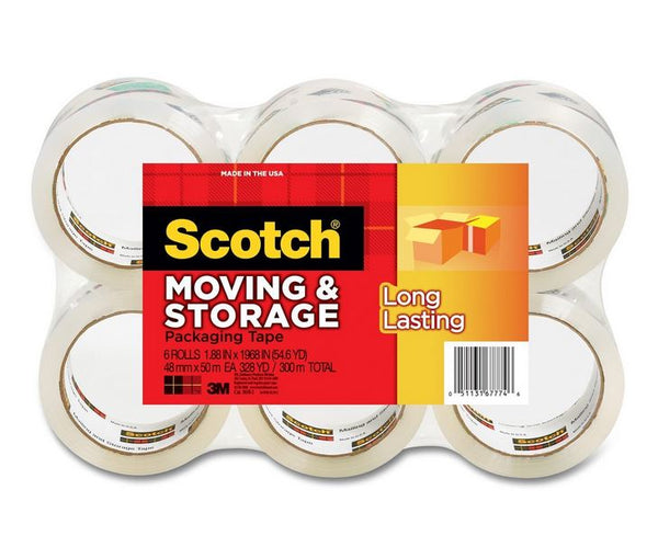 Scotch® 3650-6 Moving & Storage Packaging Tape, Clear, 1.88" x 54.6 Yd, 6-Rolls