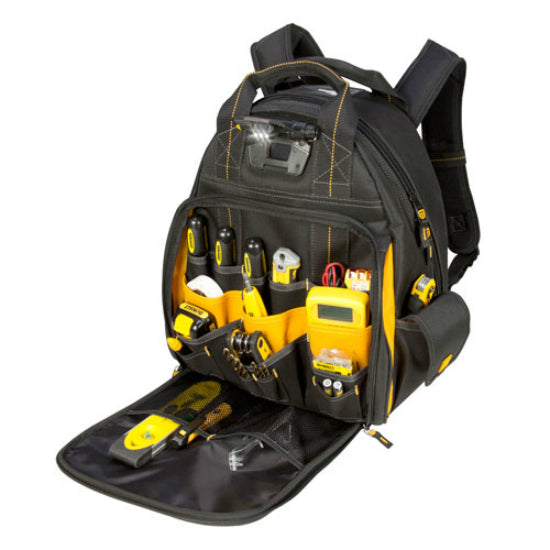 DeWalt® DGL523 Lighted Tool Backpack Bag with 57-Pockets