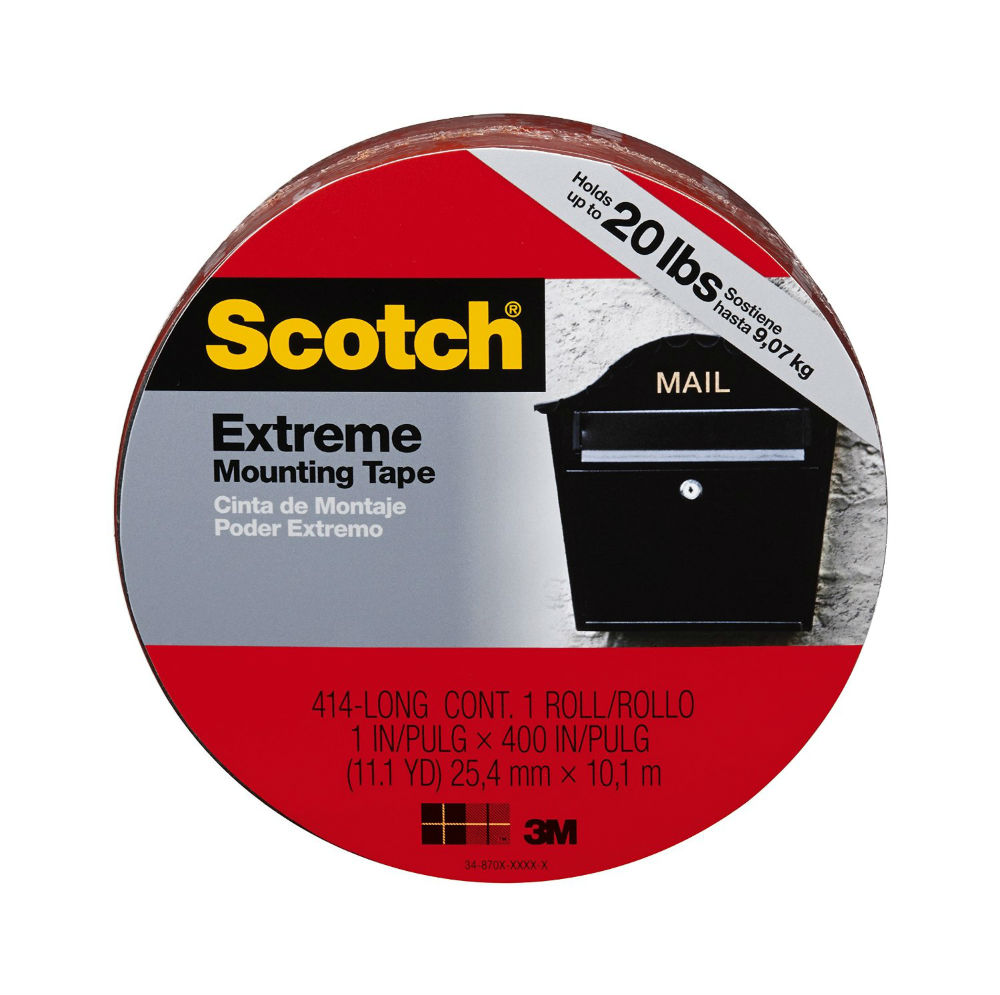 Scotch 411P Outdoor Mounting Double Sided Tape, 1 x 60,Black