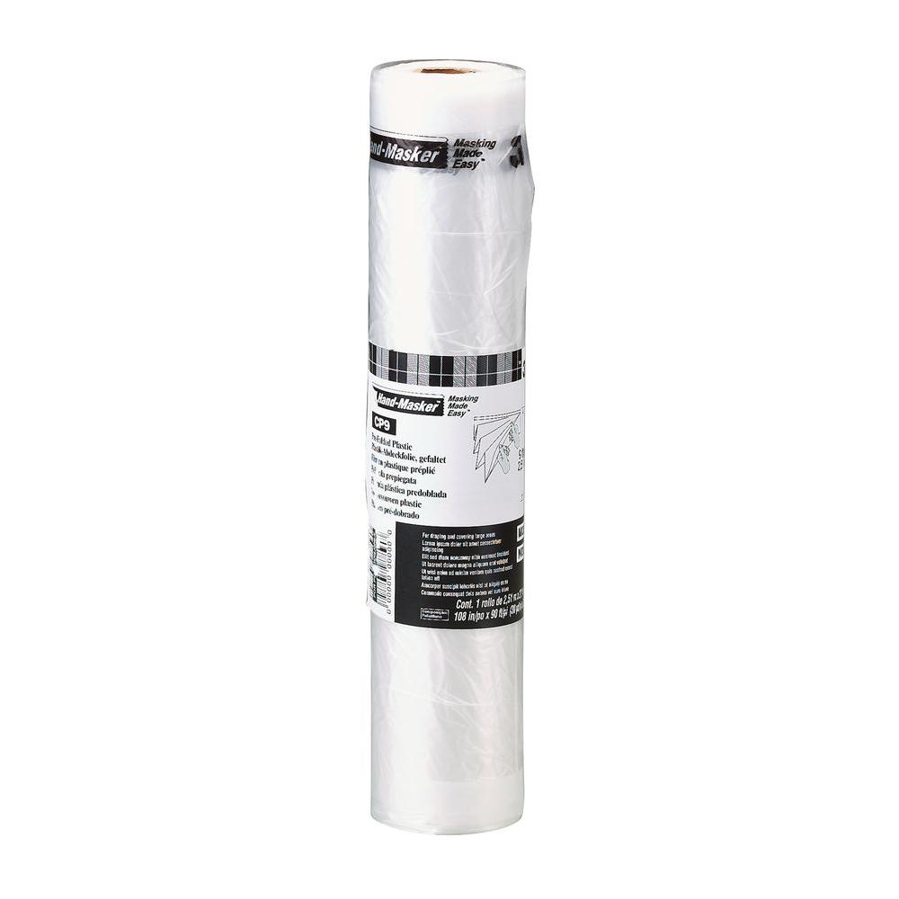 3M™ CP9 Hand-Masker™ Pre-Folded Contractor's Plastic, 9' x 90'