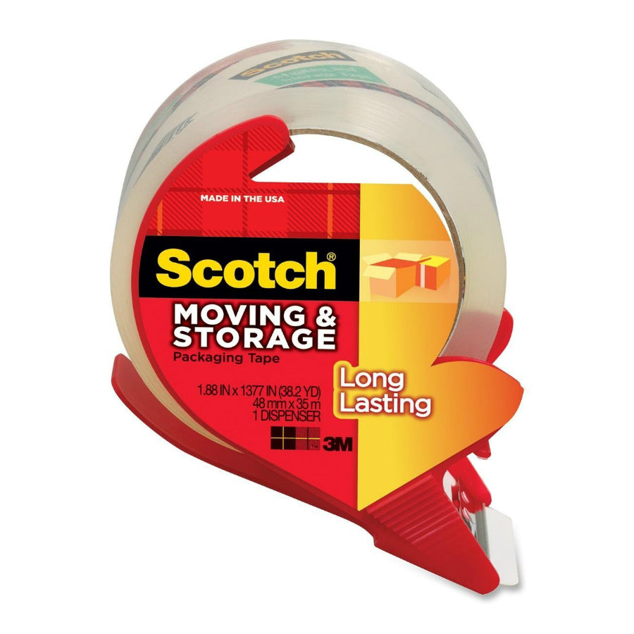 Scotch 3650S-RD Moving & Storage Packaging Tape w/ Dispenser, 1.88" x 38.2 Yd