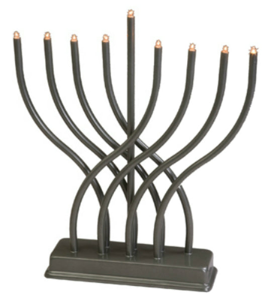 Israel Giftware Designs EM-17 Electric Menorah with Bulbs, Pewter Finish, 11"