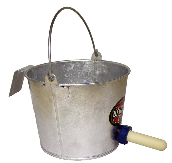 Behrens 8NP Calf Nipple Pail with Bracket & Bail, 8 Qt, Hot Dipped Steel