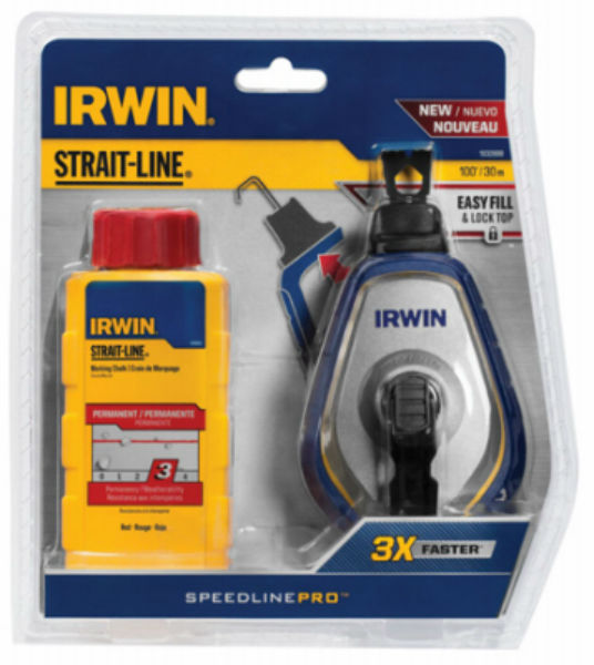 Irwin® 1932888 Strait-Line® Speedline™ Pro Chalk Reel 100' & 4 Oz Red Chalk