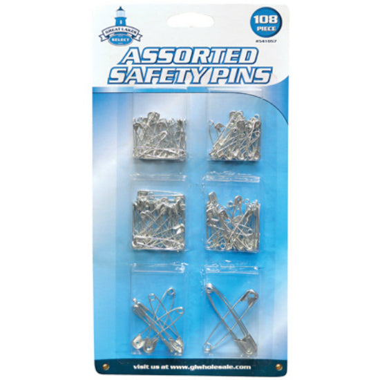 Great Lakes® 541057 Assorted Safety Pins, 108-Piece