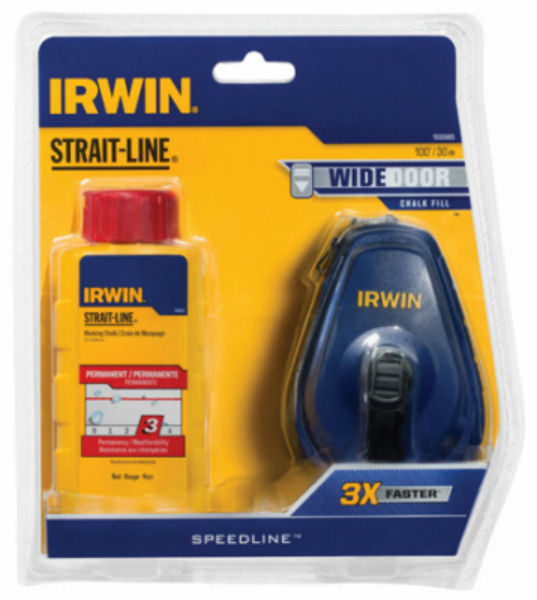 Irwin 1932885 Strait-Line® Speedline Chalk Reel 100' & 4 Oz Red Chalk Combo