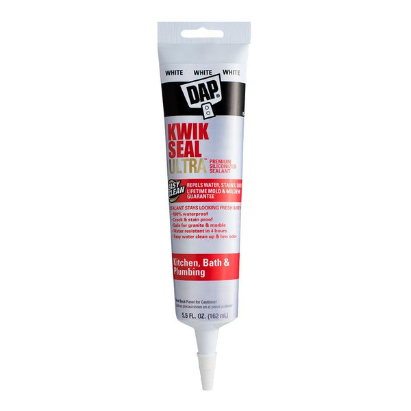 Dap® 7079818914 Kwik Seal Ultra™ Premium Siliconized Sealant, White, 5.5 Oz