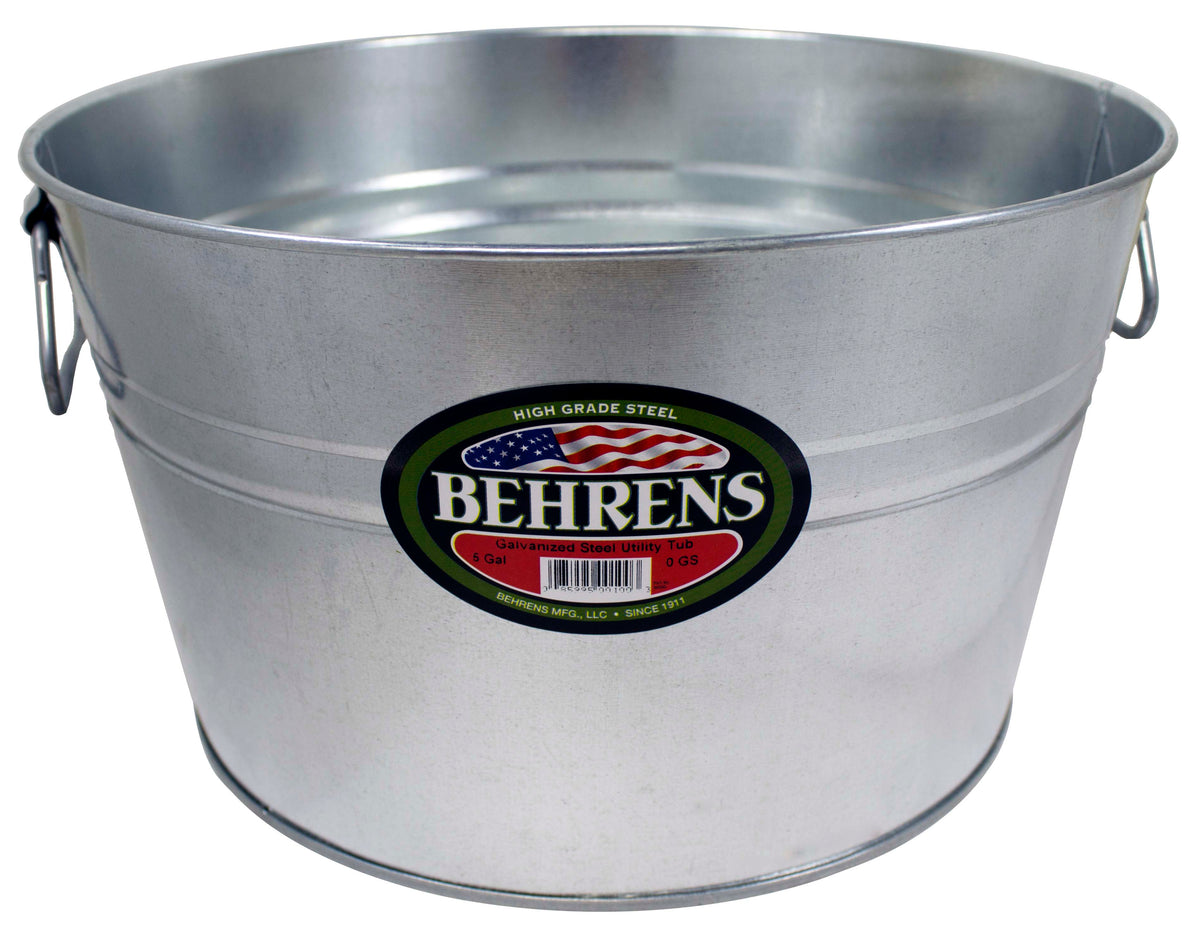 Behrens 0GS Durable Galvanized Round Steel Round Tub, 5-Gallon