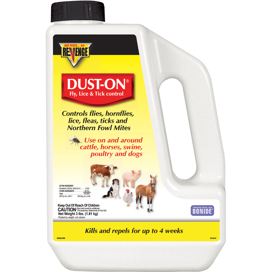 Bonide® 46401 Revenge® Dust-On® Fly/Lice/Tick Control for Livestock & Dog, 4 Lbs