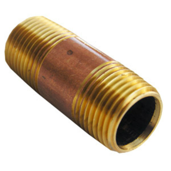 Lasco 17-9445 Lead Free Brass Pipe Nipple, 1/2" MPT x 2" Long