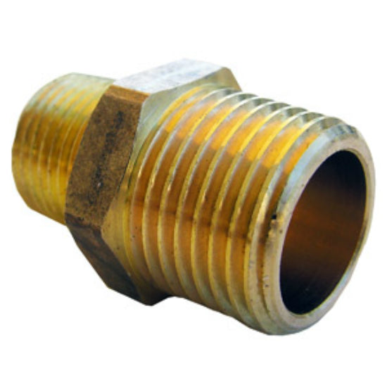 Lasco 17-8747 Lead Free Brass Hex Nipple, 1/2" MPT x 3/8" MPT