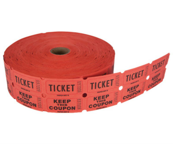 Creative Converting™ 132502 50/50 Raffle Double Ticket Roll, Assorted Colors