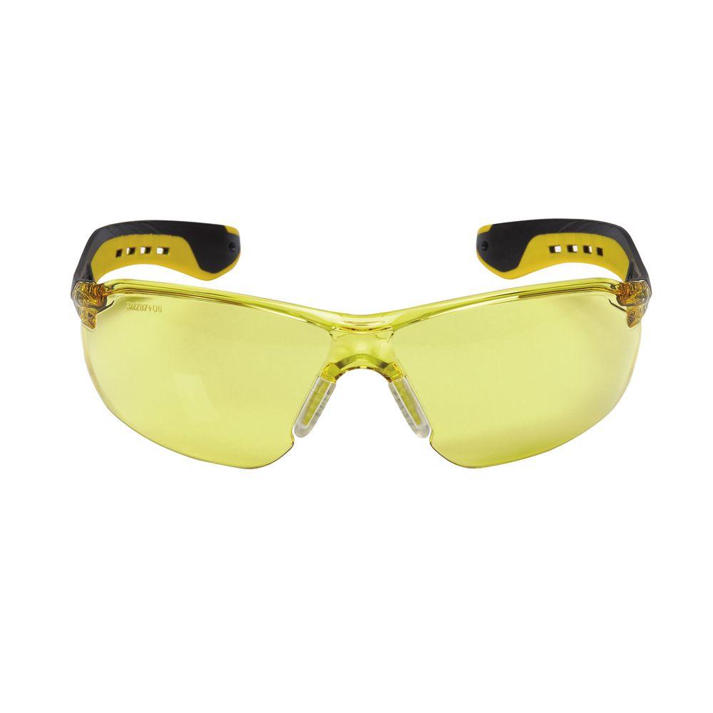 3M 47013-WV6 Flat Temple Safety Eyewear with Amber Lens & Black/Yellow Frame