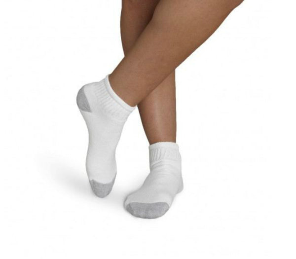Gildan 1048593 Men's Ankle Gray Heel/Toe Socks, White, 6-Pack
