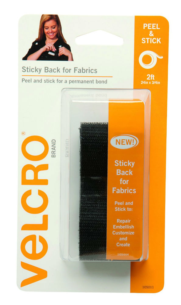 Velcro® 91878 Sticky Back Tape for Fabrics, Black, 24" x 3/4"