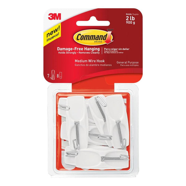 Command™ 17065-VPES Medium Wire Toggle Hook Value Pack, White, 7 Hooks/8 Strips