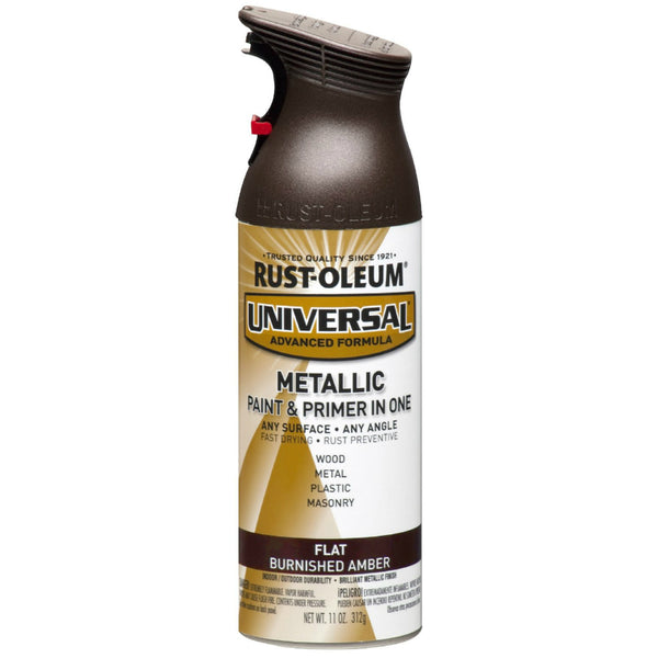 Rust-Oleum® 271472 Universal® Flat Metallic Spray Paint, 12 Oz, Burnished Amber