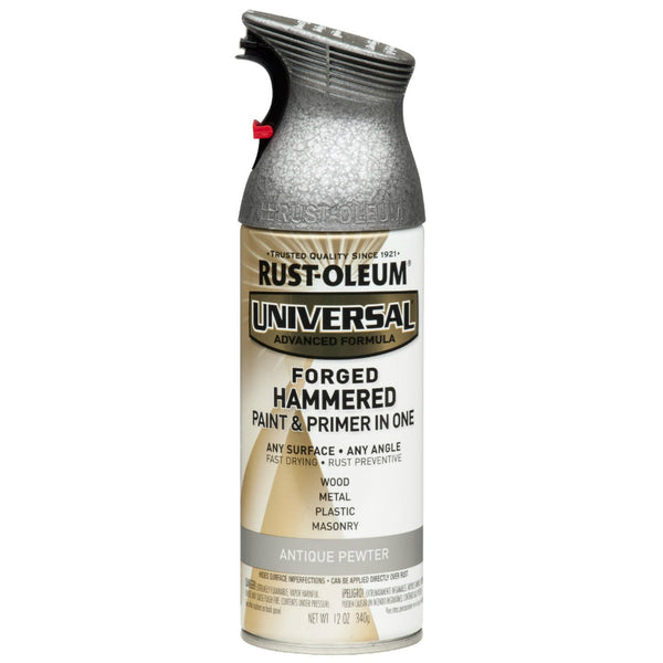 Rust-Oleum® 271481 Universal® Forged Hammered Spray Paint, 12 Oz, Antique Pewter