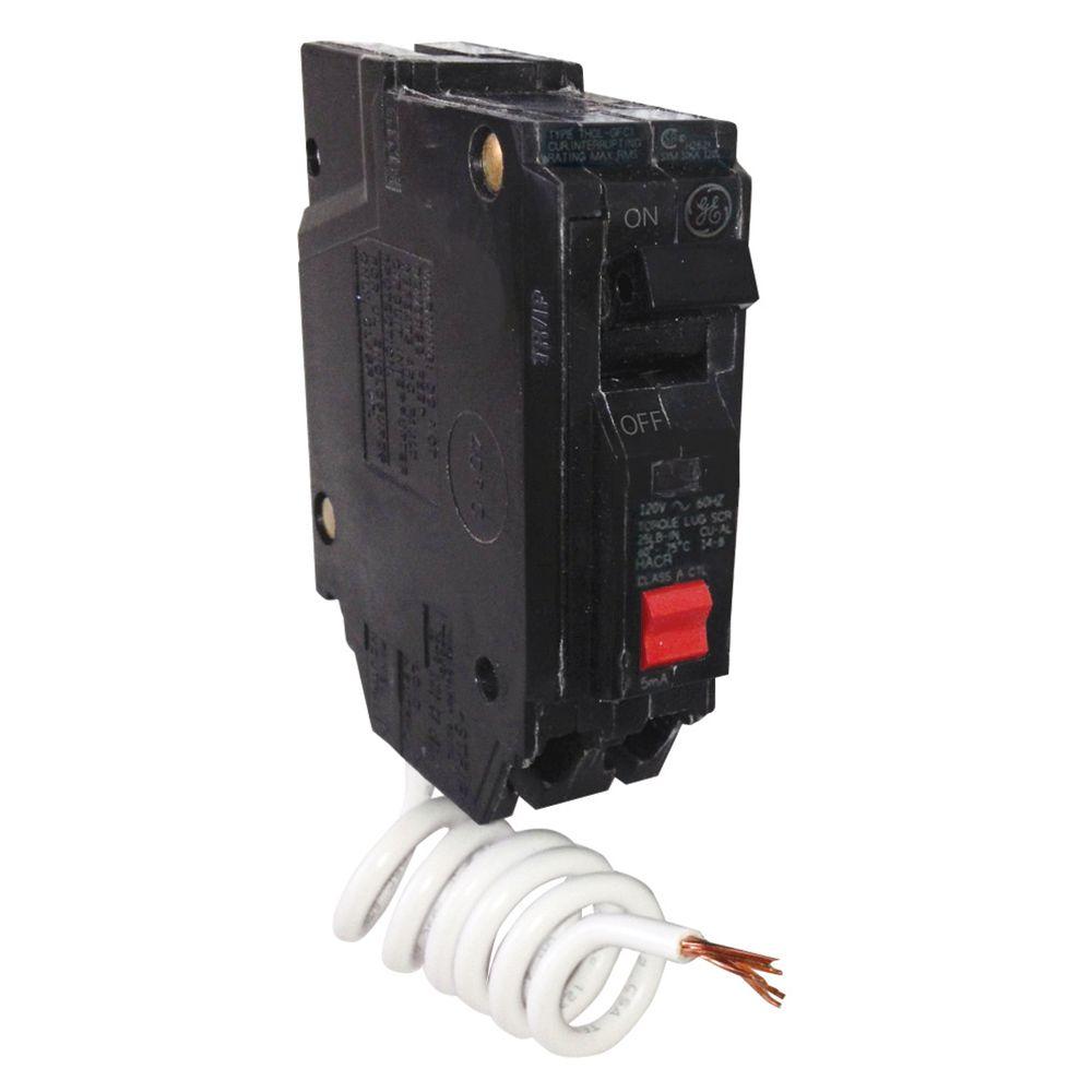 GE THQL1120GFTP Ground Fault Circuit Interrupter with Self-Test, 1-Pole, 20 Amp