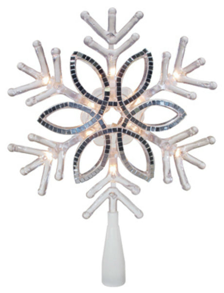Sylvania V49420-88 Acrylic Mirrored Snowflake Christmas Tree Topper, 10", Clear