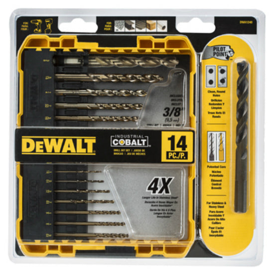 DeWalt® DWA1240 Pilot Point Metal & Wood Drilling Industrial Cobalt, 14-Piece