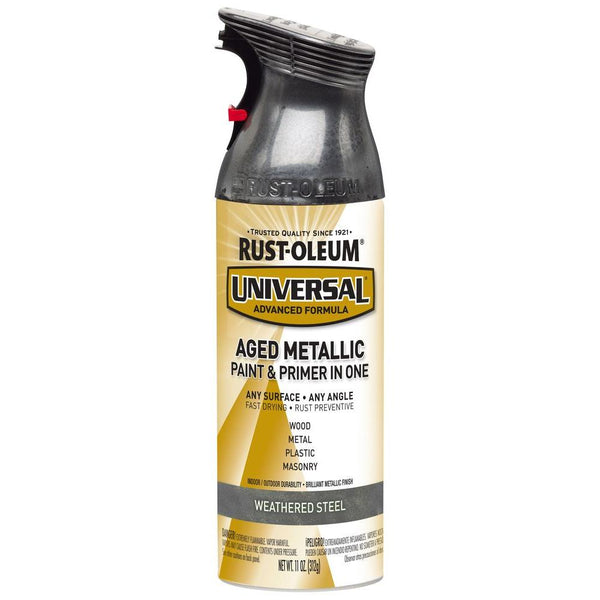 Rust-Oleum® 285073 Universal® Aged Metallic Paint/Primer, Weathered Steel, 12 Oz