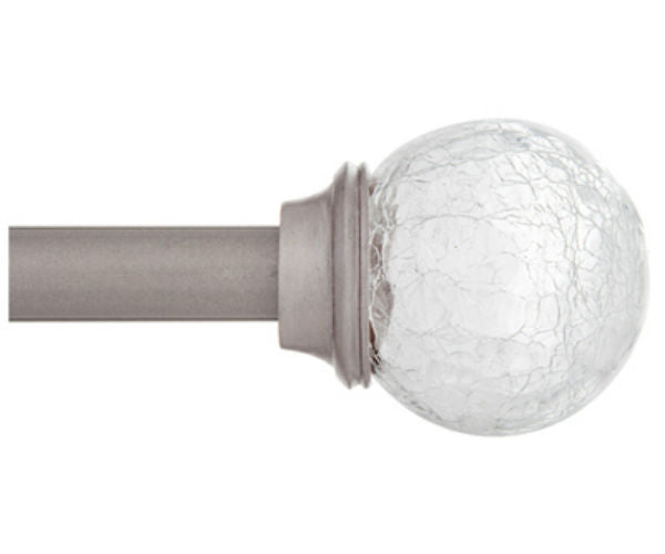 Kenney KN75302 Walden Crackled Glass Ball Finial Curtain Rod, Pewter, 90"-130"