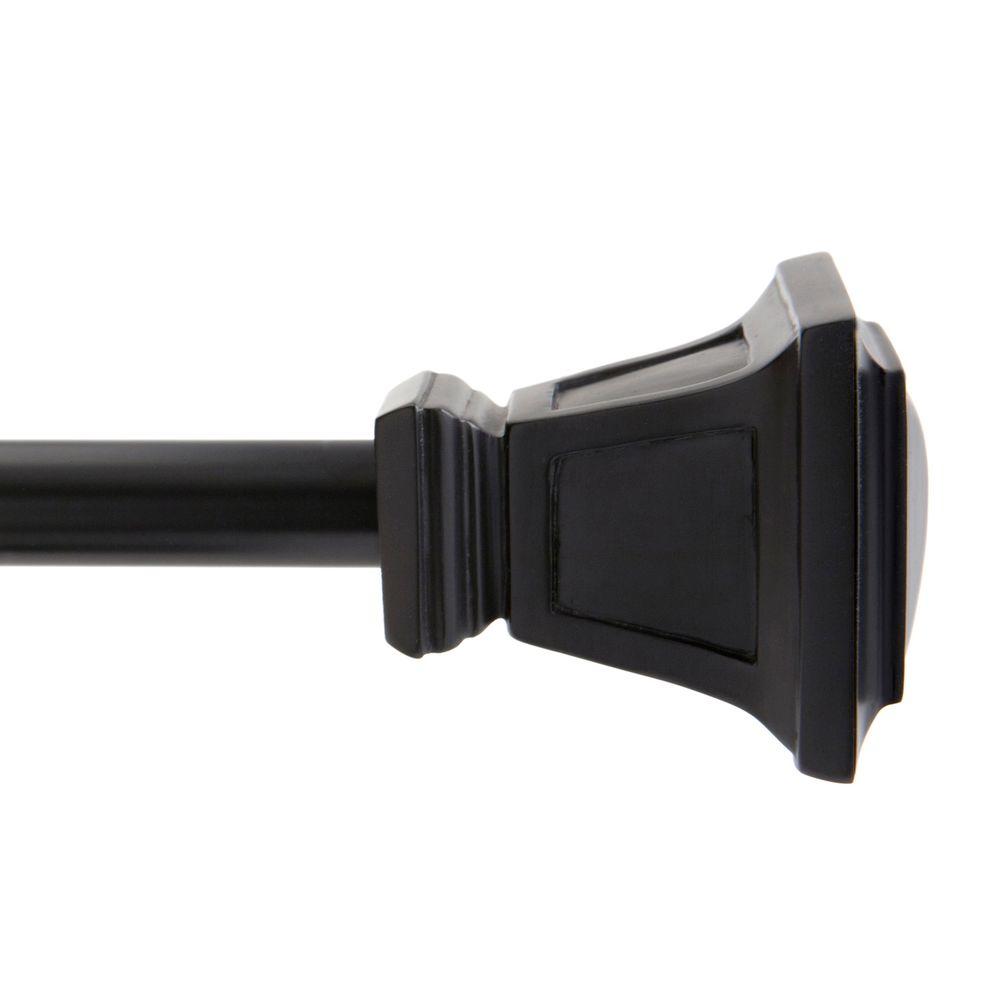 Kenney KN75797V1 Seville Decorative Curtain Rod with Finials, Black, 90" - 130"