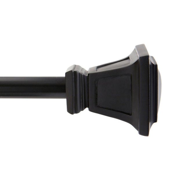 Kenney KN75797V1 Seville Decorative Curtain Rod with Finials, Black, 90" - 130"