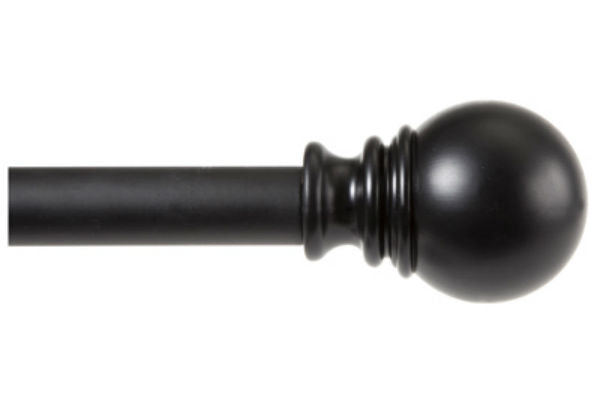 Kenney™ KN87002 Decorative Layla Curtain Rod with Ball Finials, Black, 30" - 84"