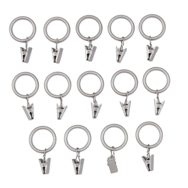 Kenney™ KN75001 Curtain Clip Rings, Pewter, 14-Pack