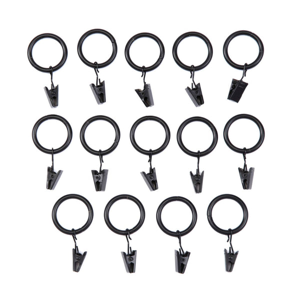 Kenney™ KN75000 Curtain Clip Rings, Black, 14-Pack