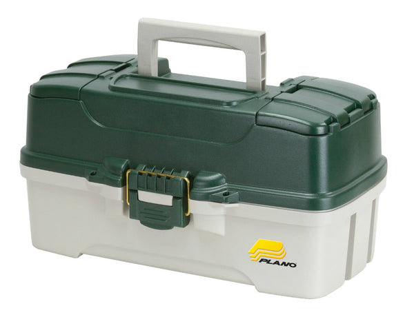 Plano Molding® 620304 Three Tray Tackle Box, Green Metallic/Off White