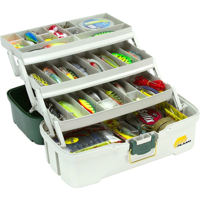 Plano Molding® 620304 Three Tray Tackle Box, Green Metallic/Off White