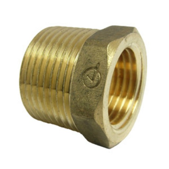 Lasco 17-9259 Brass Reducing Hex Bushing, 3/4" MPT x 1/2" FPT