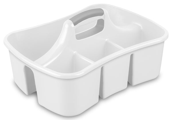 Sterilite 15888006 Divided Ultra Caddy, White w/Titanium Insert, 4-Compartments